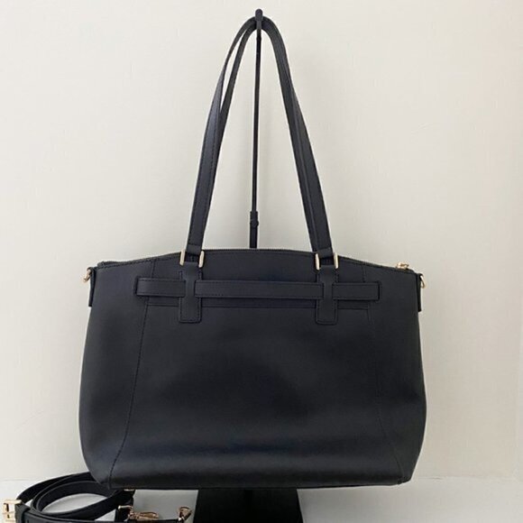 Michael Kors Hamilton Traveler Large Leather Zip Satchel Black - Picture 4 of 9